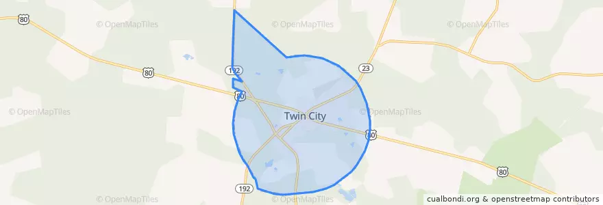 Mapa de ubicacion de Twin City.