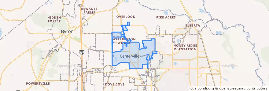 Mapa de ubicacion de Centerville.