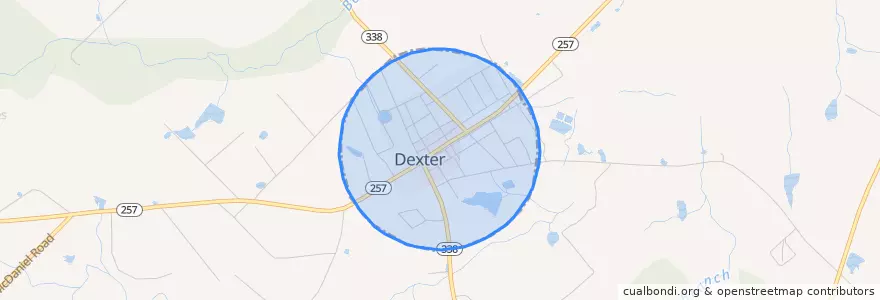 Mapa de ubicacion de Dexter.