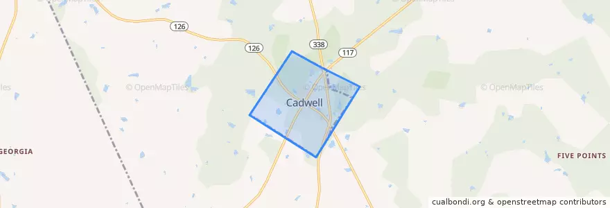 Mapa de ubicacion de Cadwell.