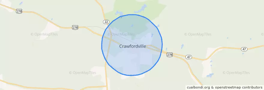 Mapa de ubicacion de Crawfordville.