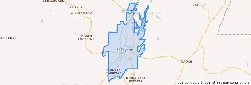 Mapa de ubicacion de LaFayette.