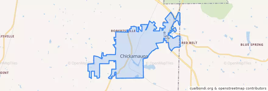 Mapa de ubicacion de Chickamauga.