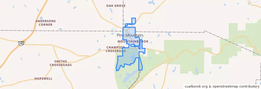 Mapa de ubicacion de Pine Mountain.