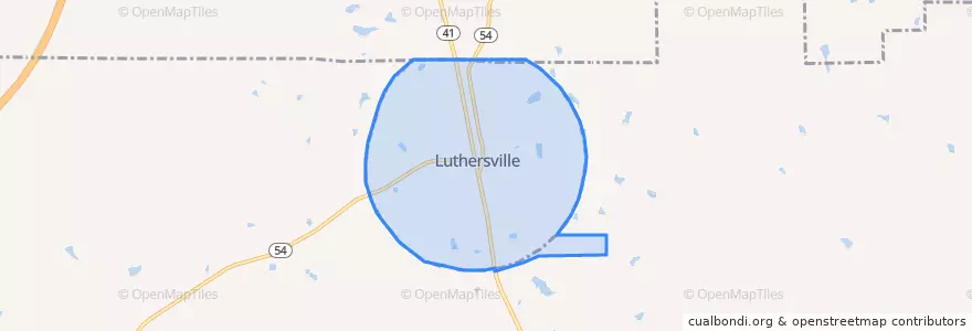 Mapa de ubicacion de Luthersville.