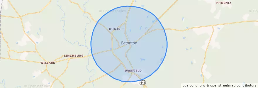 Mapa de ubicacion de Eatonton.