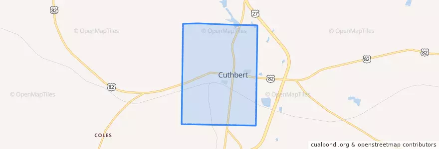 Mapa de ubicacion de Cuthbert.