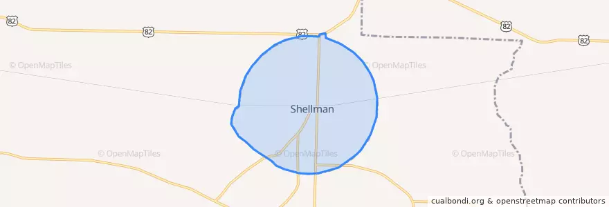 Mapa de ubicacion de Shellman.