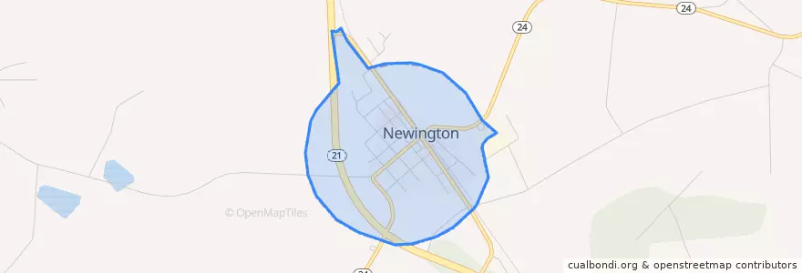 Mapa de ubicacion de Newington.