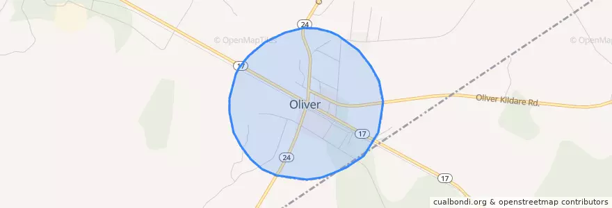 Mapa de ubicacion de Oliver.
