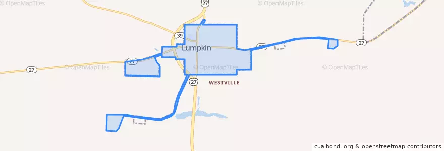 Mapa de ubicacion de Lumpkin.