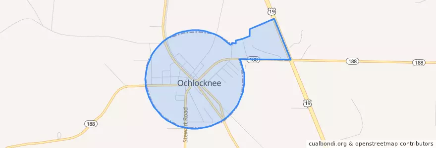 Mapa de ubicacion de Ochlocknee.