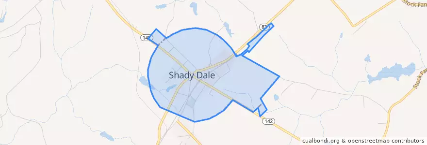 Mapa de ubicacion de Shady Dale.