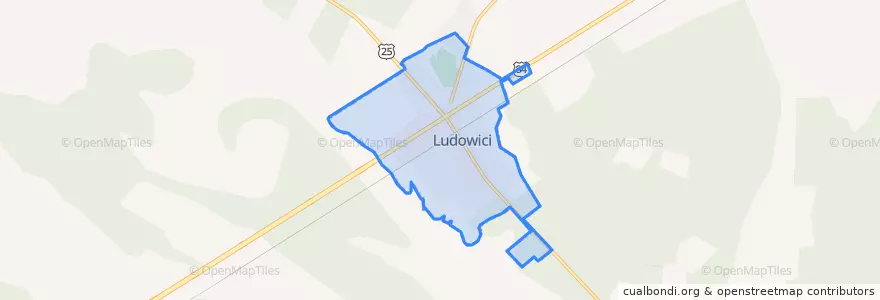 Mapa de ubicacion de Ludowici.