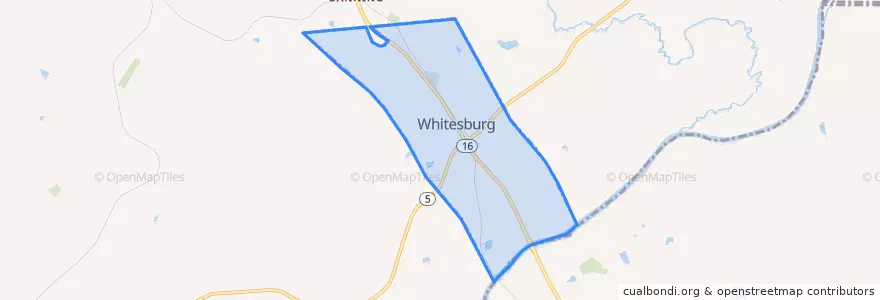 Mapa de ubicacion de Whitesburg.