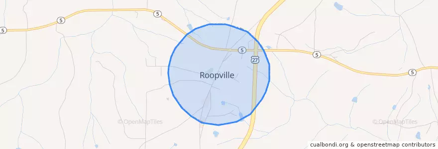 Mapa de ubicacion de Roopville.