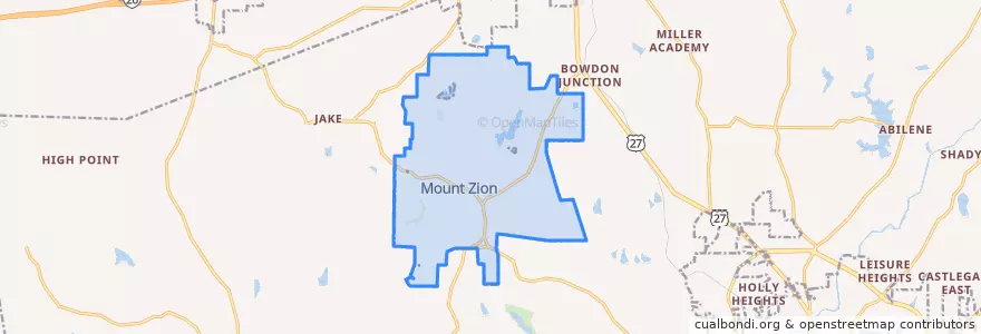 Mapa de ubicacion de Mount Zion.