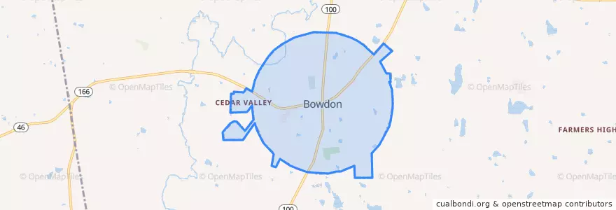 Mapa de ubicacion de Bowdon.