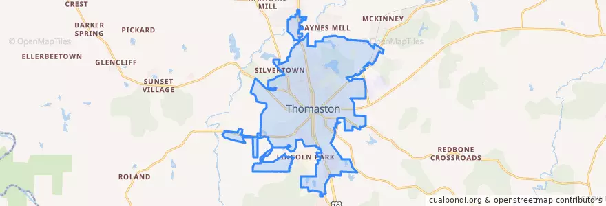 Mapa de ubicacion de Thomaston.