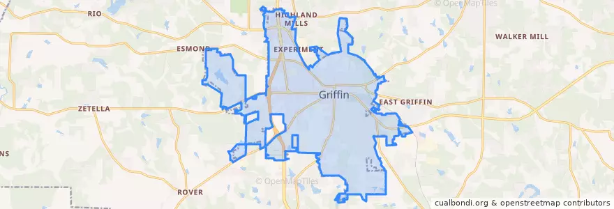 Mapa de ubicacion de Griffin.