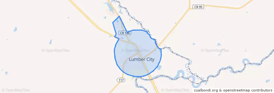 Mapa de ubicacion de Lumber City.