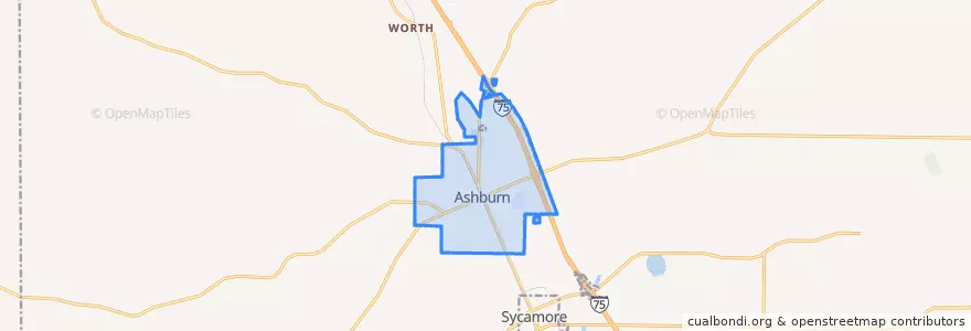 Mapa de ubicacion de Ashburn.