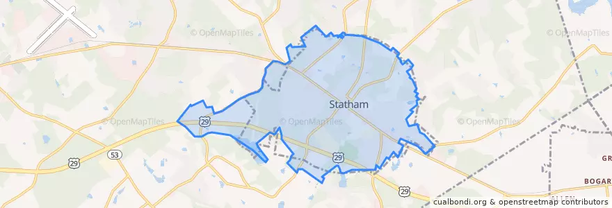 Mapa de ubicacion de Statham.