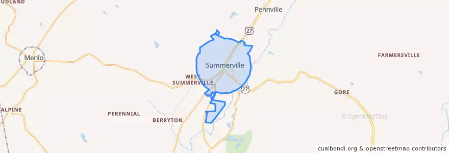 Mapa de ubicacion de Summerville.