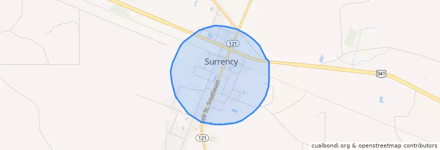 Mapa de ubicacion de Surrency.