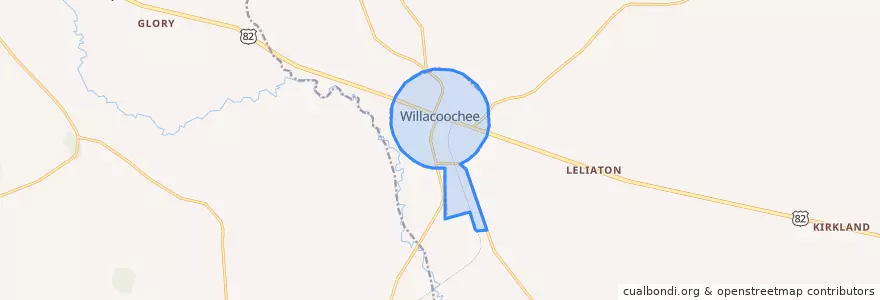 Mapa de ubicacion de Willacoochee.
