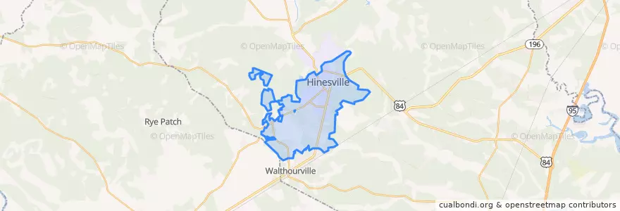 Mapa de ubicacion de Hinesville.