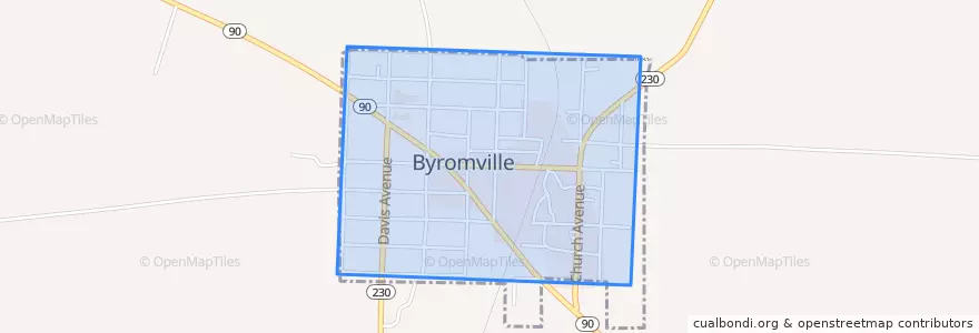 Mapa de ubicacion de Byromville.