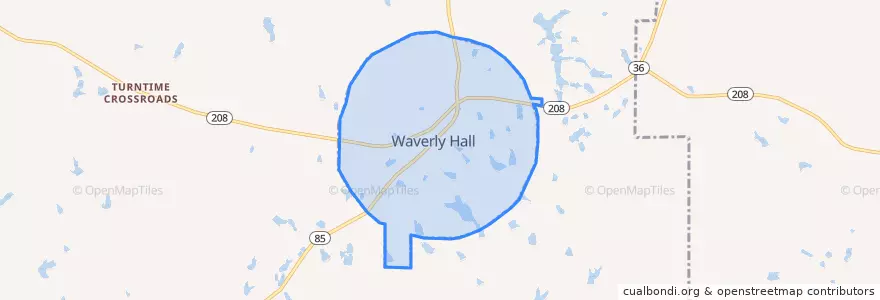 Mapa de ubicacion de Waverly Hall.