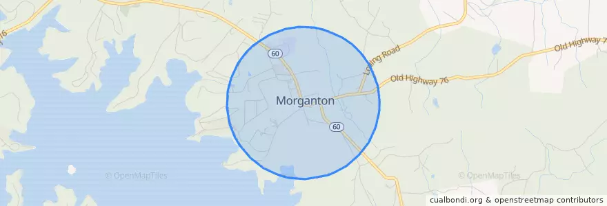 Mapa de ubicacion de Morganton.