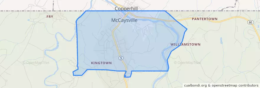 Mapa de ubicacion de McCaysville.