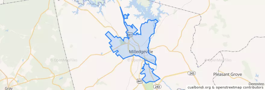 Mapa de ubicacion de Milledgeville.