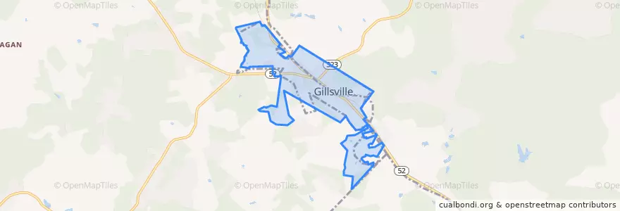 Mapa de ubicacion de Gillsville.