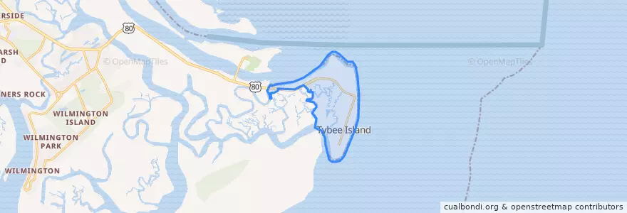 Mapa de ubicacion de Tybee Island.