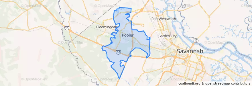 Mapa de ubicacion de Pooler.