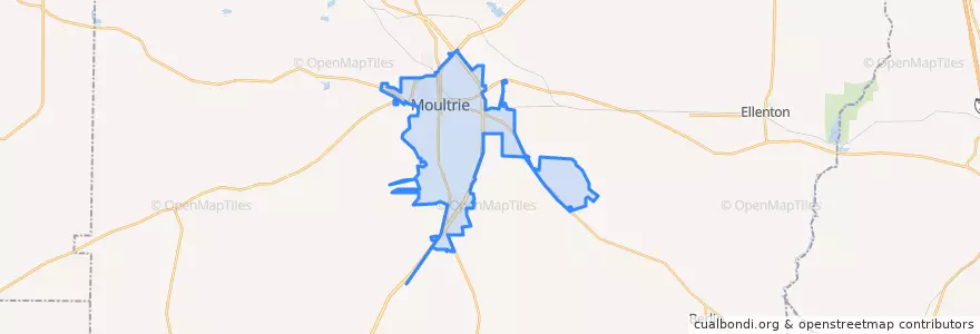 Mapa de ubicacion de Moultrie.