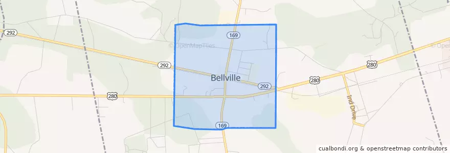 Mapa de ubicacion de Bellville.
