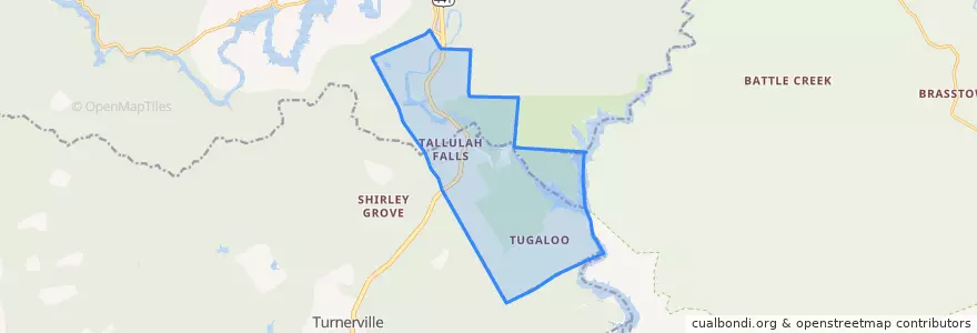 Mapa de ubicacion de Tallulah Falls.