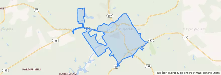 Mapa de ubicacion de Clarkesville.
