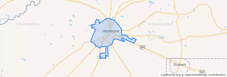 Mapa de ubicacion de Hazlehurst.