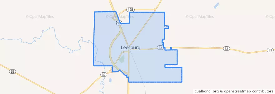 Mapa de ubicacion de Leesburg.