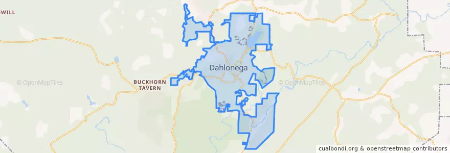 Mapa de ubicacion de Dahlonega.