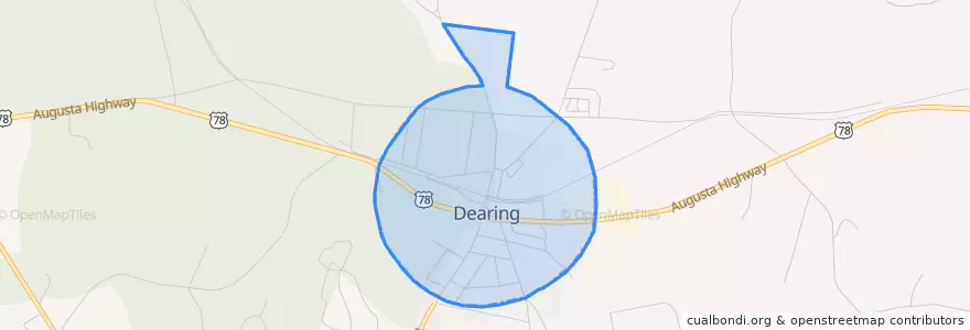 Mapa de ubicacion de Dearing.