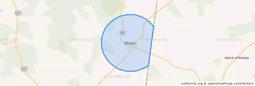 Mapa de ubicacion de Alston.