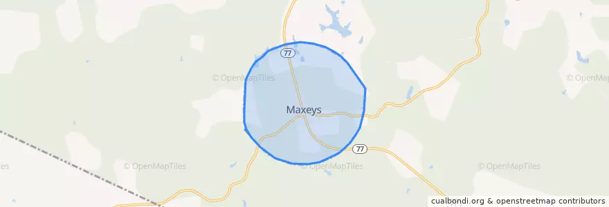Mapa de ubicacion de Maxeys.