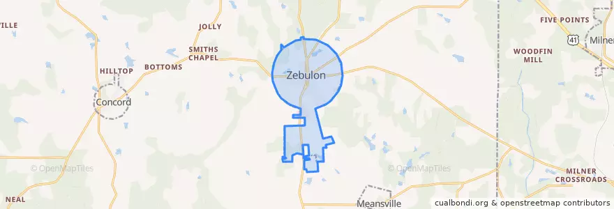 Mapa de ubicacion de Zebulon.